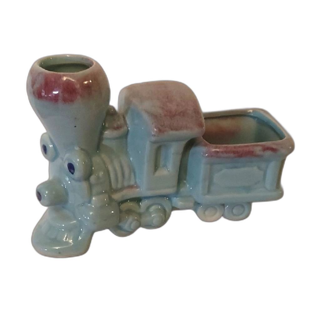 Vintage 1960s Allen Shaw Ceramic Train Planter Mid Century Whimsical Decor